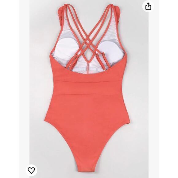 NWT CUPSHE Women's One Piece Swimsuit in Coral Size Small‎ - Picture 2 of 5